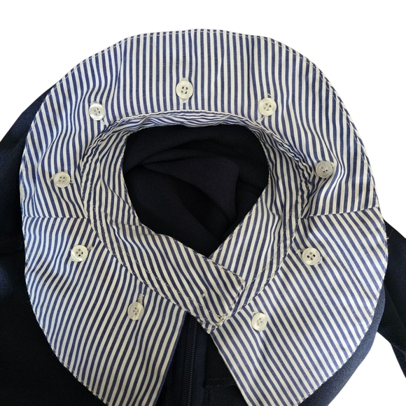 Sandro Paris Gigi Striped-Trim Fit & Flare Navy Dress, Size 2 - Picture 8 of 14